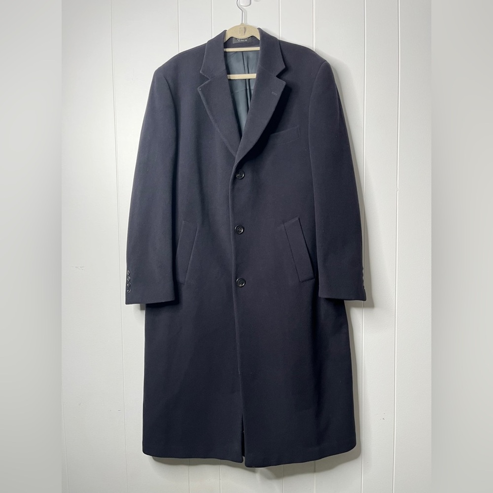 Chaps Ralph Lauren 100% Lambswool Navy Trench Coat Top Coat Men's 44R